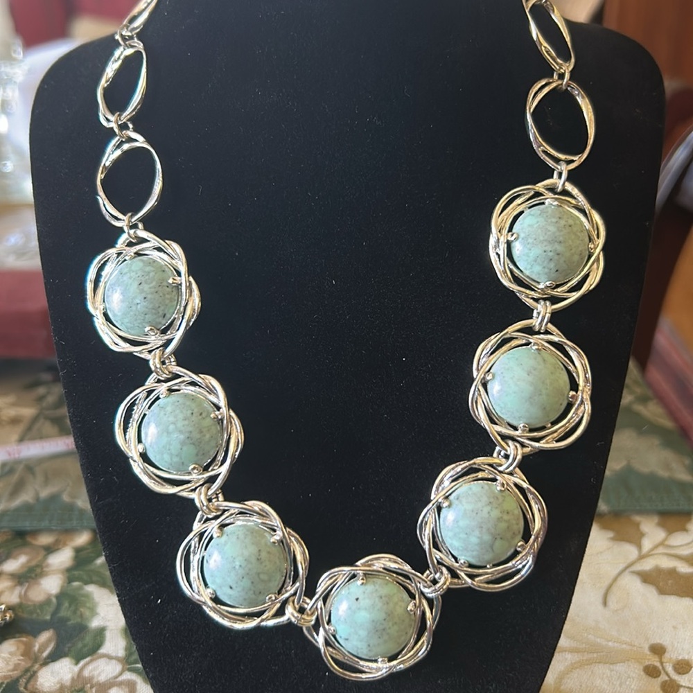 Silver and Light Blue Stone Necklace; 18” Length; Beautiful & Perfect Condition! - Picture 2 of 12